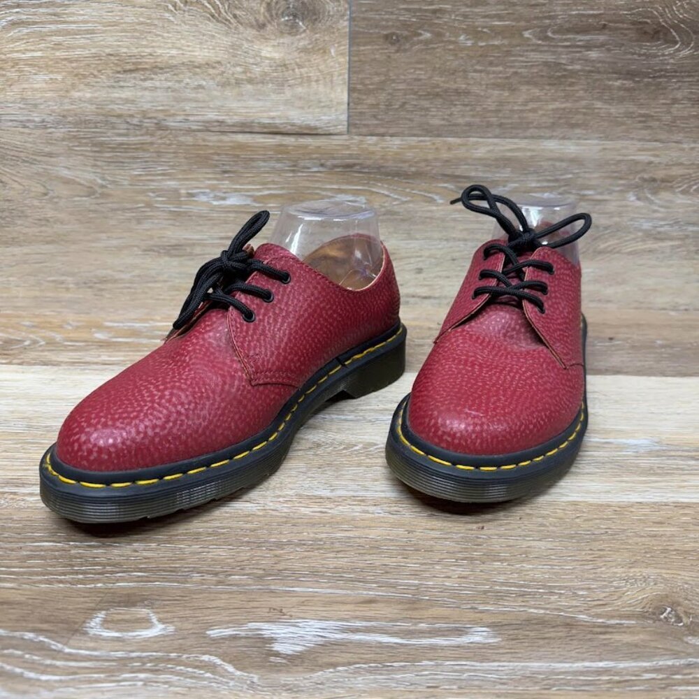 Dr. Martens Burgundy Pebbled Leather Oxford Shoes Women's Size 8
